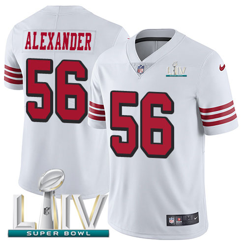 San Francisco 49ers Nike #56 Kwon Alexander White Super Bowl LIV 2020 Rush Youth Stitched NFL Vapor Untouchable Limited Jersey
